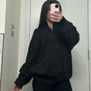 dark brown Calvin Klein quarter zip up sweater
